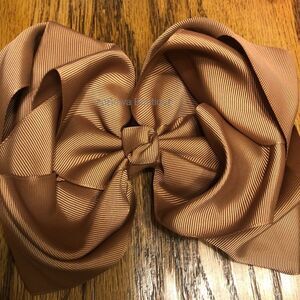 Brown 8" Double Stacked Boutique Bows  (2) -kids-  5B1769  Handmade NWT Boutique